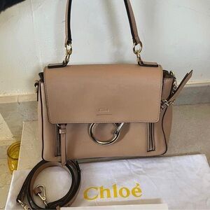 Beige Leather Shoulder Bag